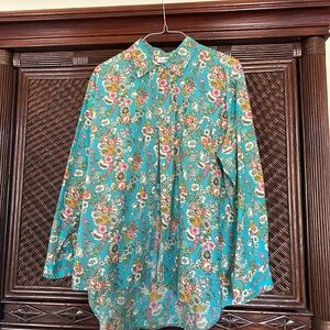 Natural Life Teal Floral Shirt